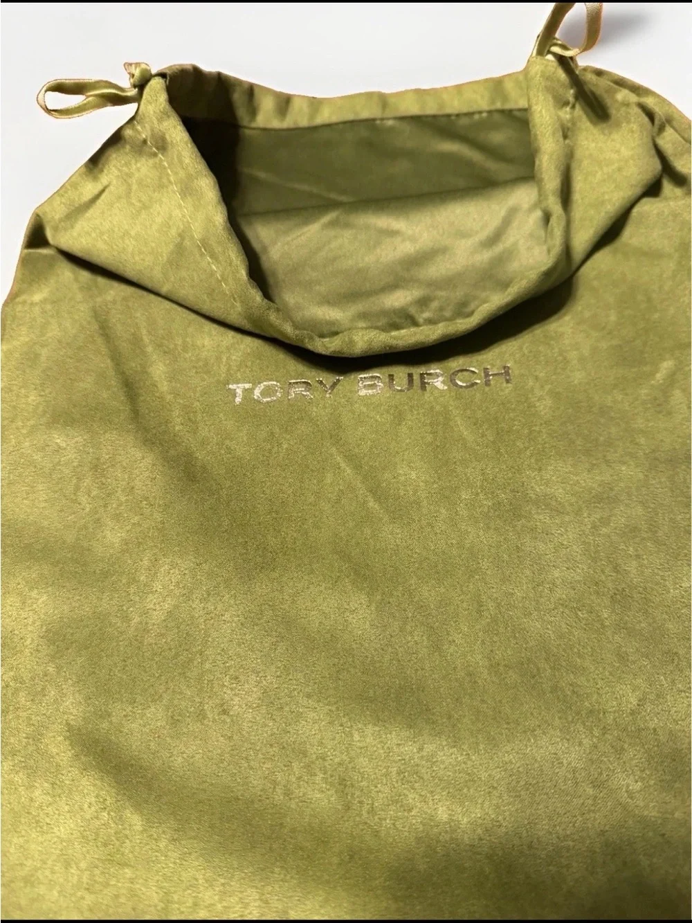 Tory Burch Green Velour Drawstring Dust Bag Shoe Handbag Storage Pouch 12x15